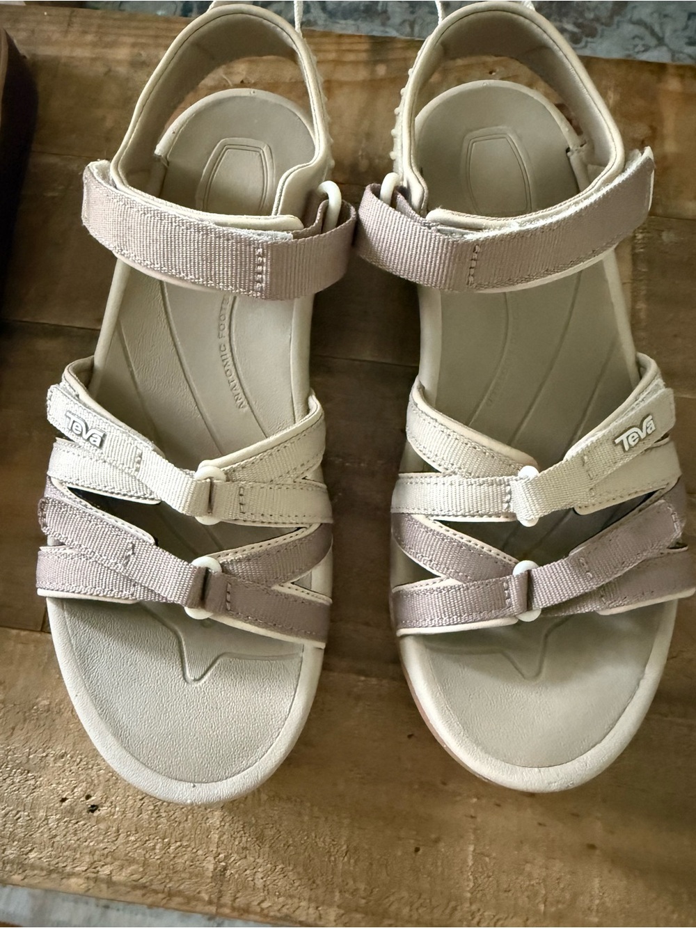 Teva Women's Neutral Strappy Outdoor Sandals in Beige and Light Taupe